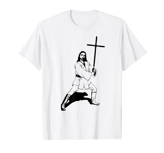 Funny Jesus With Saber - Jesus Cross Christian God & Jesus T-Shirt