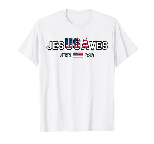 Toddler Jesus Saves USA 4th July Christian Men Boy Patriotic T-Shirt