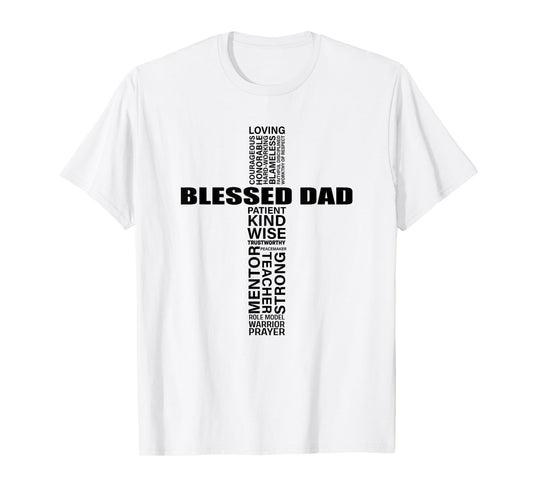 Mens Christian Blessed Dad Cross Father's Day Best Dad T-Shirt