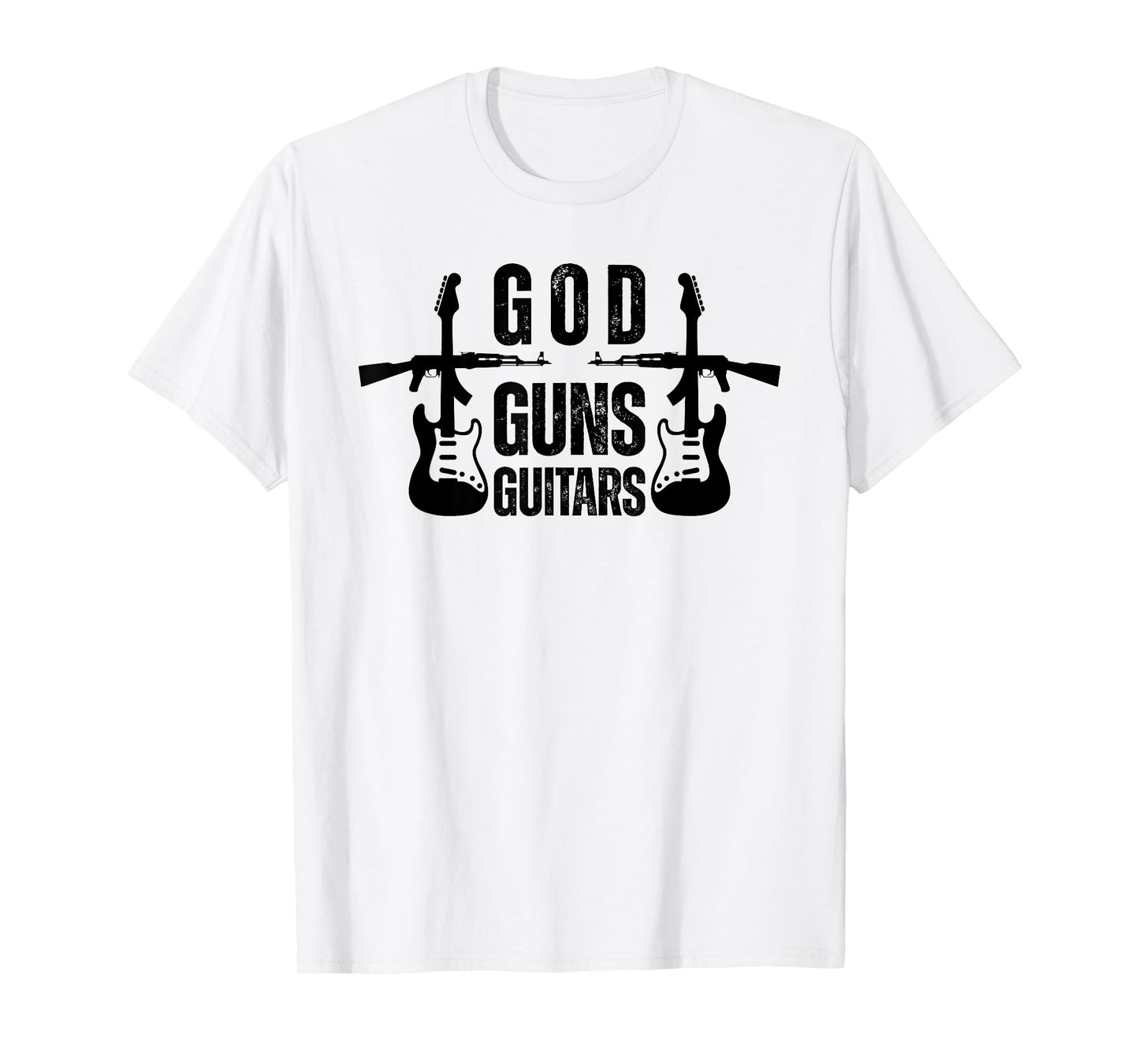 God Guns Guitar Funny Christian Guitar Lover T-Shirt