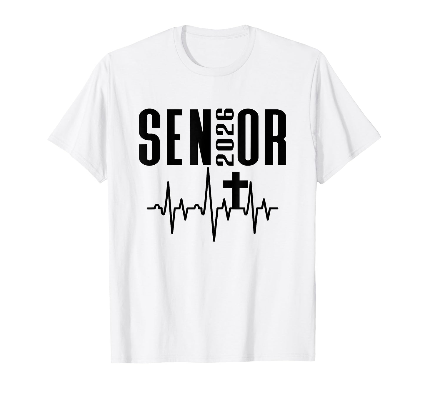 Senior 2026 Cross Heartbeat Christian Design Class of 26 T-Shirt