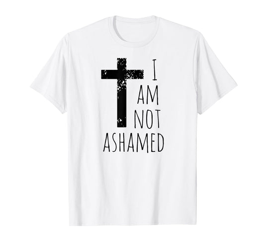 I am not ashamed - Big Red Cross - Gospel Christian Faith T-Shirt