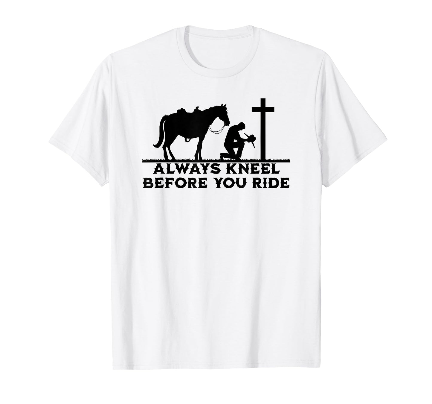 Cowboy Kneeling At Cross Christian Jesus Western Style Men T-Shirt