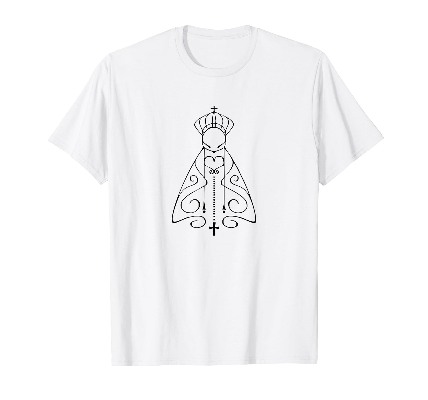DB Unisex Adult Grey Cotton 65% Polyester 35% Classic Fit Short Sleeve Crew Neck T-Shirt - Nossa Senhora Aparecida (Our Lady of Aparecida) Religious Theme T-Shirt - Small