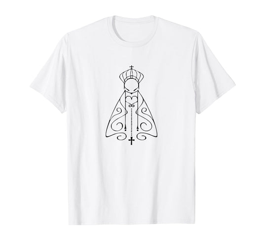 DB Unisex Adult Grey Cotton 65% Polyester 35% Classic Fit Short Sleeve Crew Neck T-Shirt - Nossa Senhora Aparecida (Our Lady of Aparecida) Religious Theme T-Shirt - Small