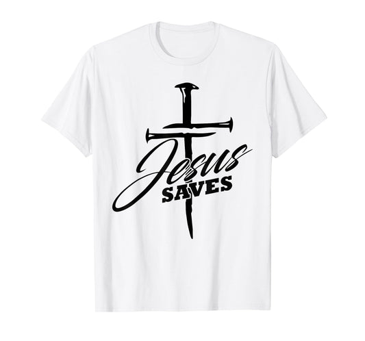 Jesus Saves Christian Cross God Faith Minimal Bible Pray T-Shirt