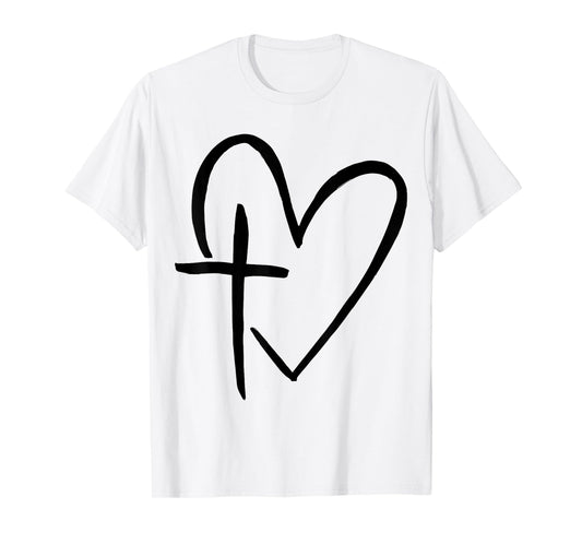 Stylish Cross In Heart Christian Heart Christian Cross T-Shirt