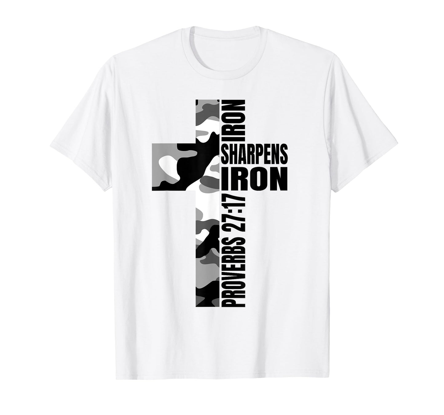 White Camo Iron Sharpens Iron Christian Verse Easter Family T-Shirt
