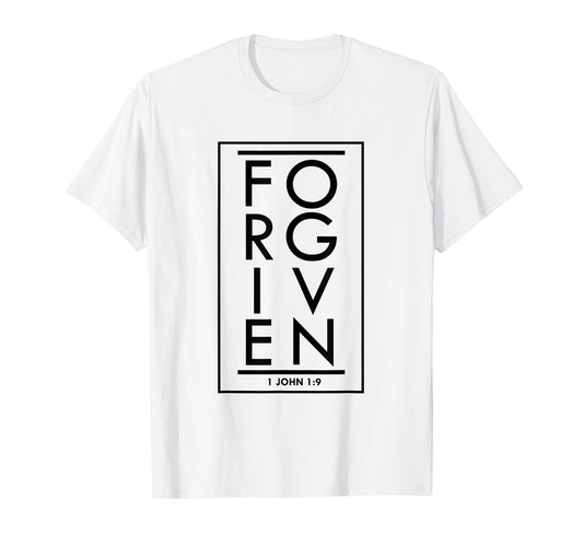 Forgiven 1 John 1:9 Bible Scripture Verse Christian T-Shirt