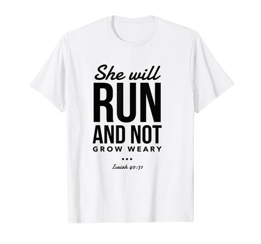 Christian Bible Verses Running Women Religious Runner Proverb T-Shirt