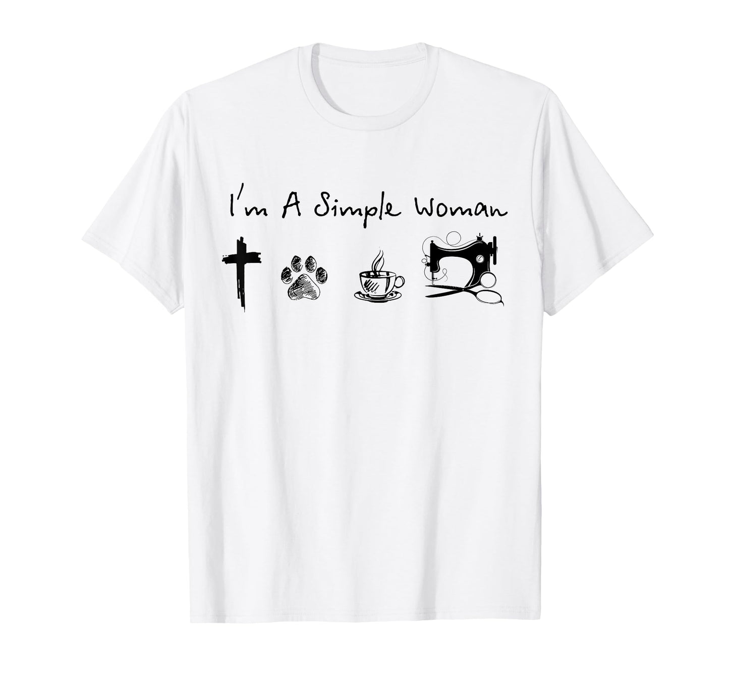 I'm a simple woman jesus dog coffee sewing T-Shirt
