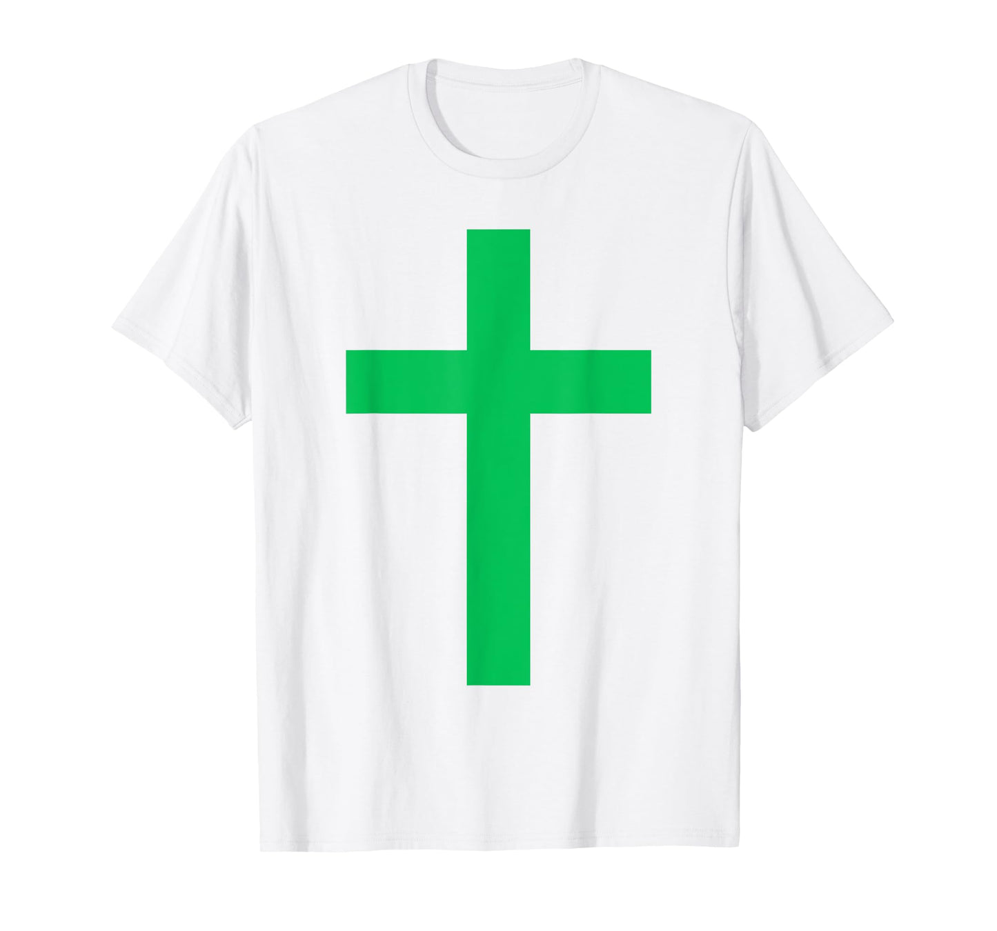 Green Christian Jesus Cross White T-Shirt