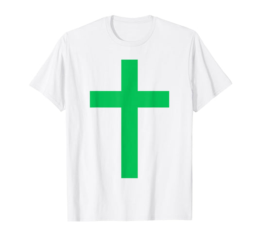 Green Christian Jesus Cross White T-Shirt