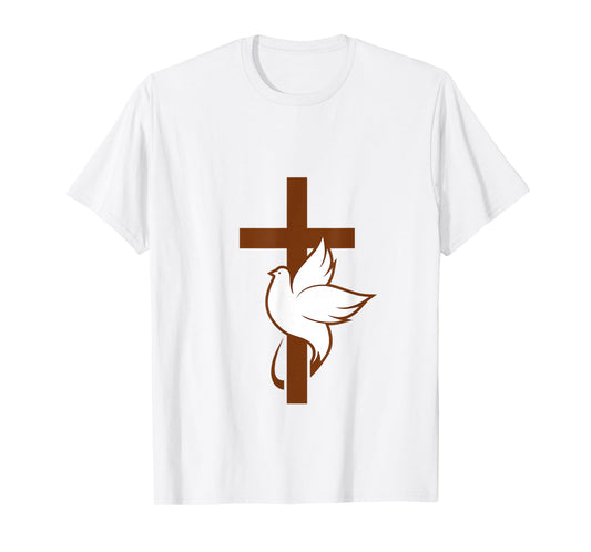 Cross with White Dove - Symbol of Faith, Peace and Hope T-Shirt