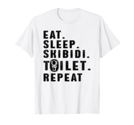 Eat Sleep Skibidi Toilet Repeat Funny Rizz Internet Meme T-Shirt