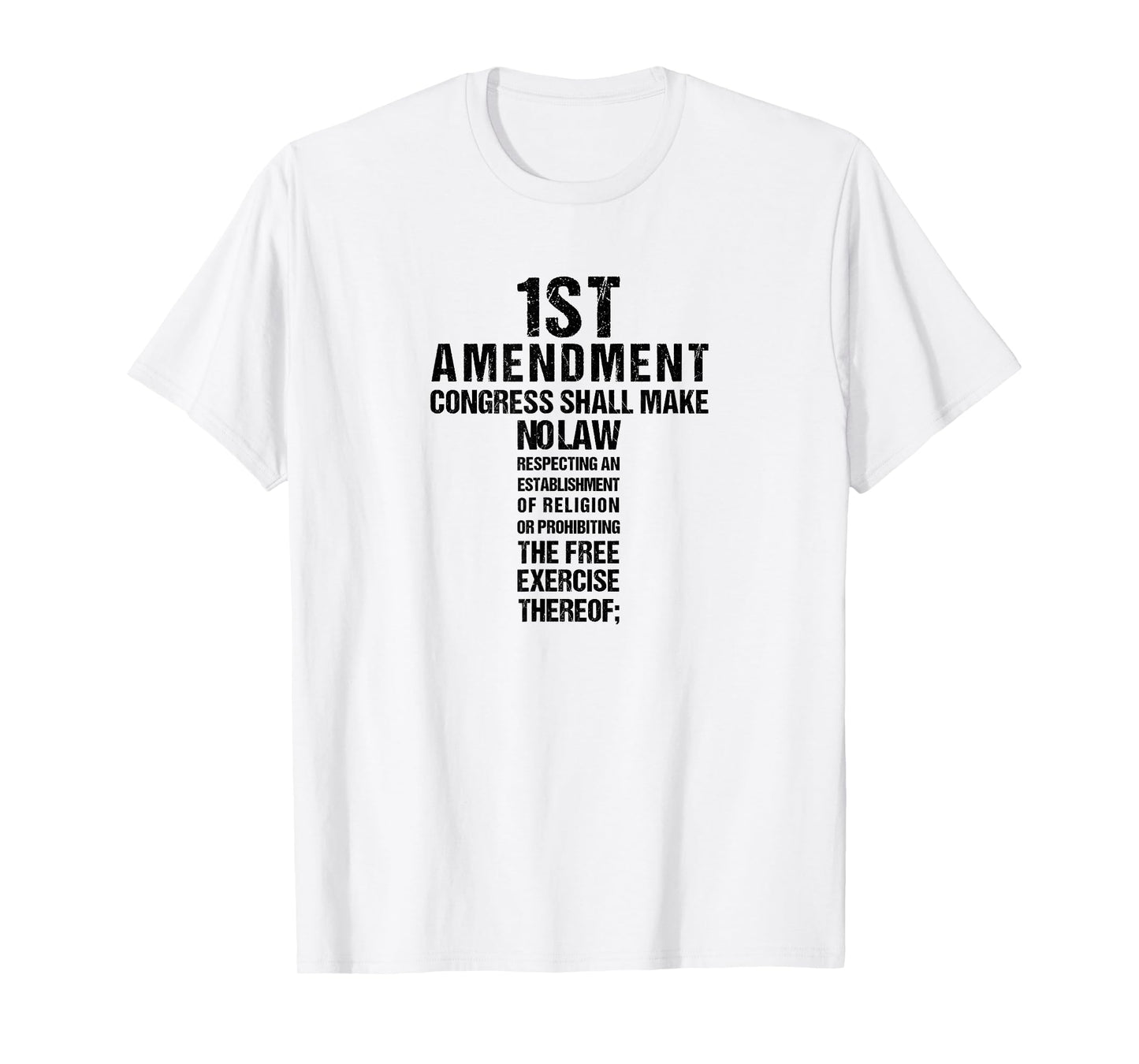 Christian Cross First Amendment Freedom of Religion Word T-Shirt