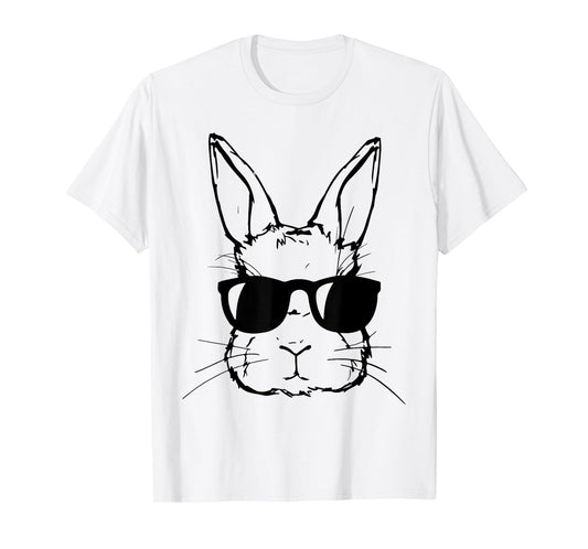 Cute Bunny Rabbit Face Tie Dye Glasses Girl Happy Easter Day T-Shirt