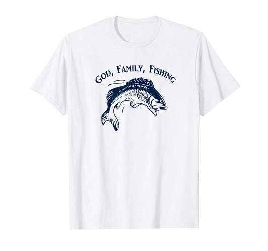 God Family Fishing Christian Fisherman Bass Fish Art Graphic T-Shirt
