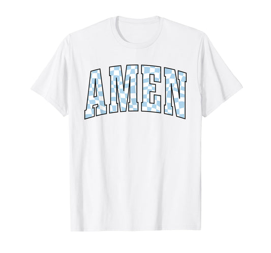 Amen Religious Checkerboard Christian Bible Verse Jesus T-Shirt