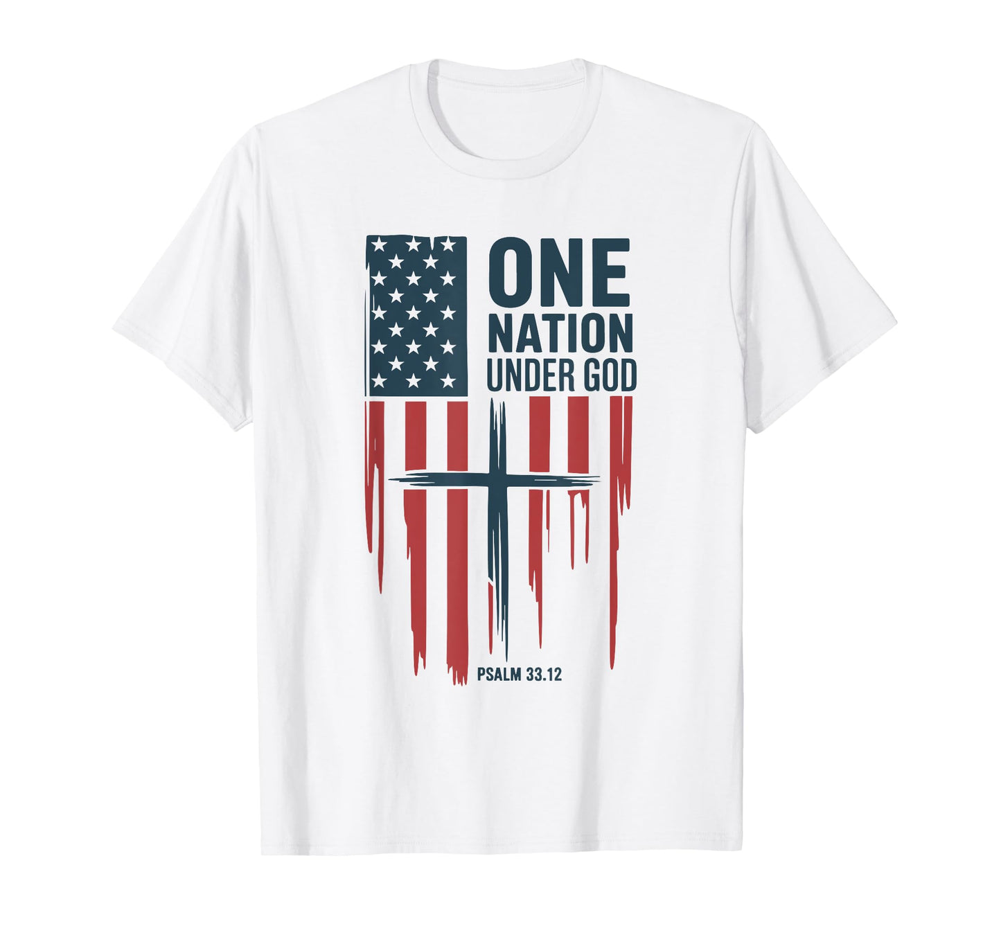 Christian Patriotic One Nation Under God Cross USA Faith T-Shirt