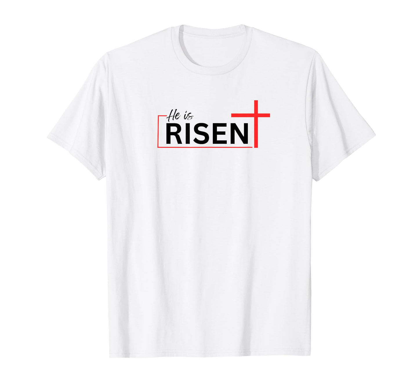 He is Risen Bold Red Cross Easter Christian Faith Design T-Shirt