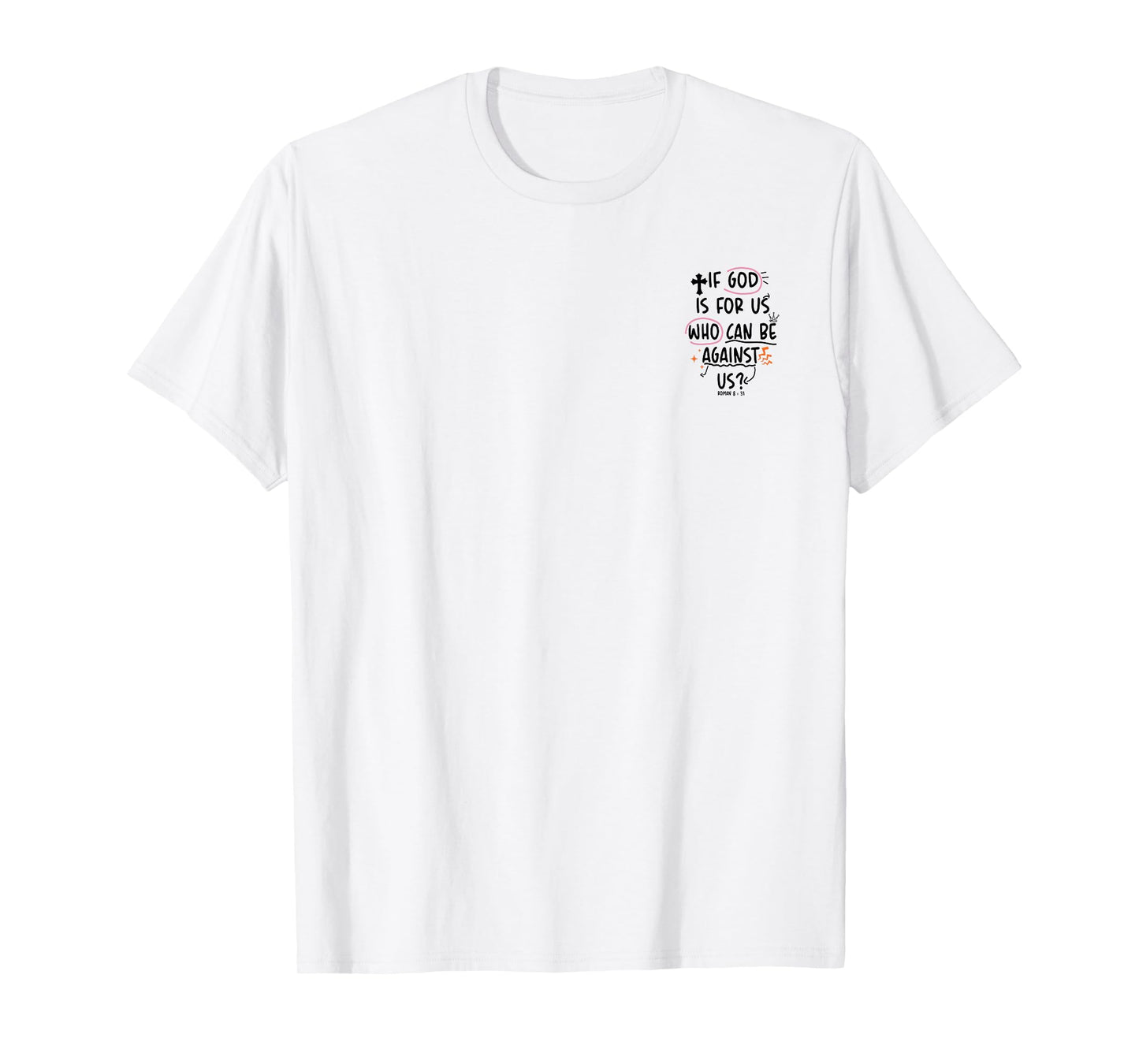 (2 Sides) If God is for Us Who Can Be Against Us Christian T-Shirt
