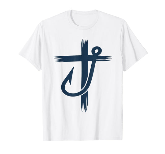 Fisherman Fishing Hook Cross Christian Christianity Christ T-Shirt