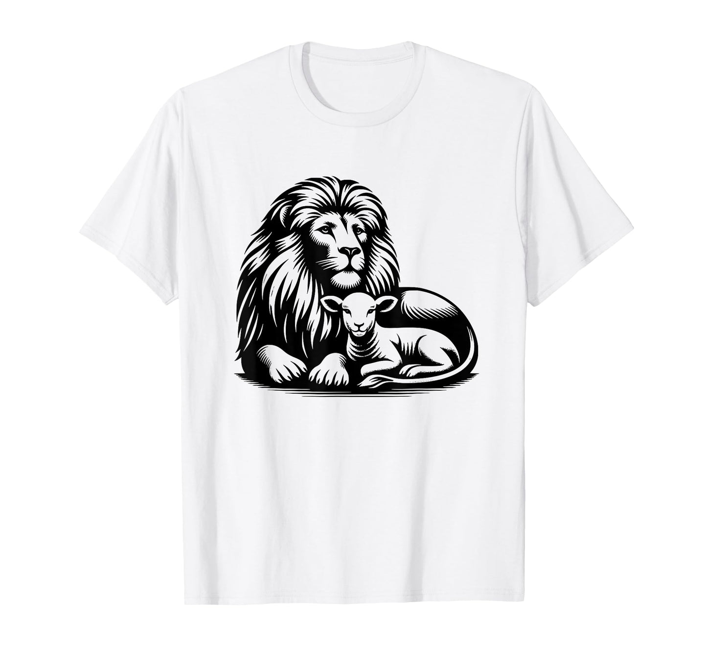 Lion and Lamb Black Design Christian Men Women T-Shirt