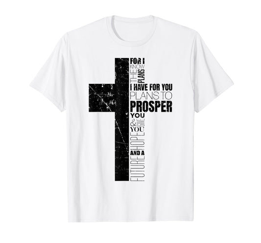 Jeremiah 29:11 Christian Bible Verse Cross Faith Graphic T-Shirt