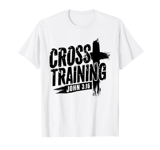 Retro Cross Training 3 16 Christian Faith Motivational Bible T-Shirt