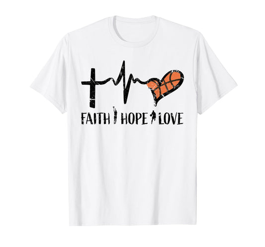Christian Basketball Gifts Faith Hope Love Religious Kids T-Shirt