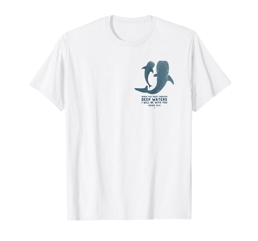 Christian Scripture Jesus Ocean Whale Shark (On Back) T-Shirt