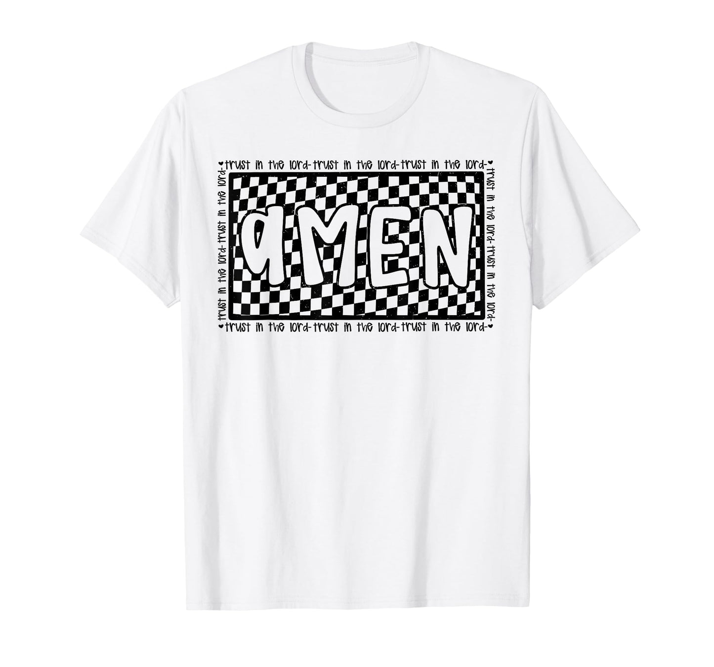 Checkered Amen Vintage Jesus Bible Verse Christian Religious T-Shirt