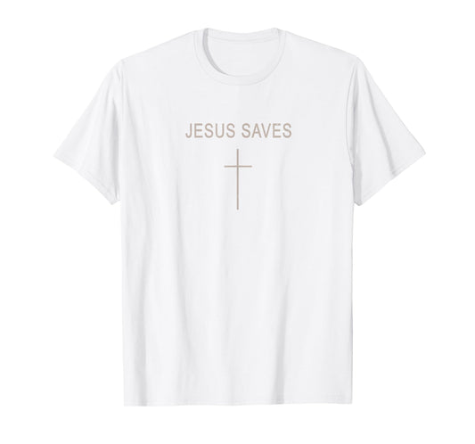 Kids Jesus Saves Cross Christian Faith Minimalist Religious T-Shirt