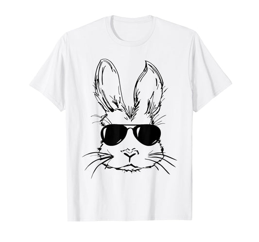 Cute Bunny Rabbit Face Tie Dye Glasses Girl Happy Easter Day T-Shirt