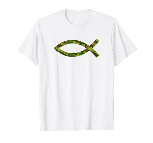 Jesus Christ Fish Camouflage Religious Christian T-Shirt