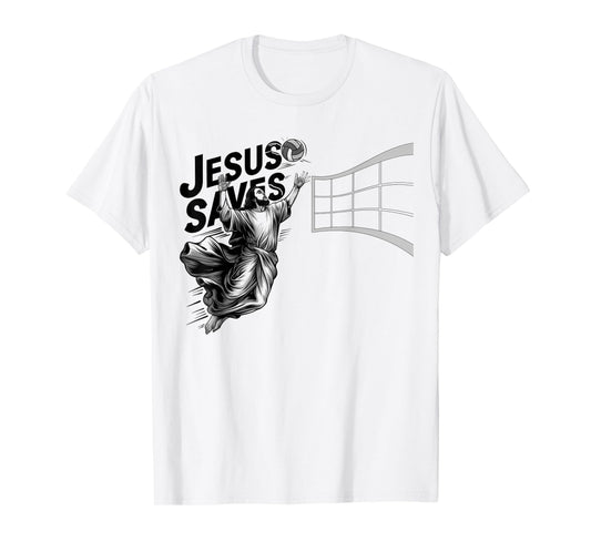 Jesus Volleyball Saves Funny Christian Faith Believer T-Shirt