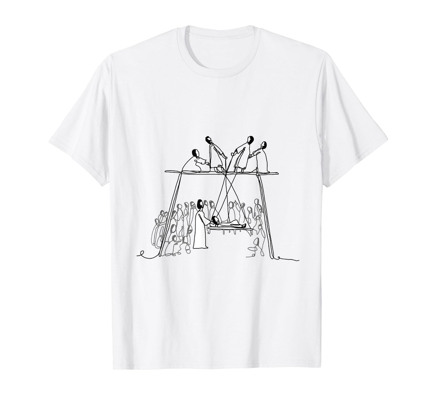 God Heals Man Of Palsy Let Down Through The Roof Religious T-Shirt