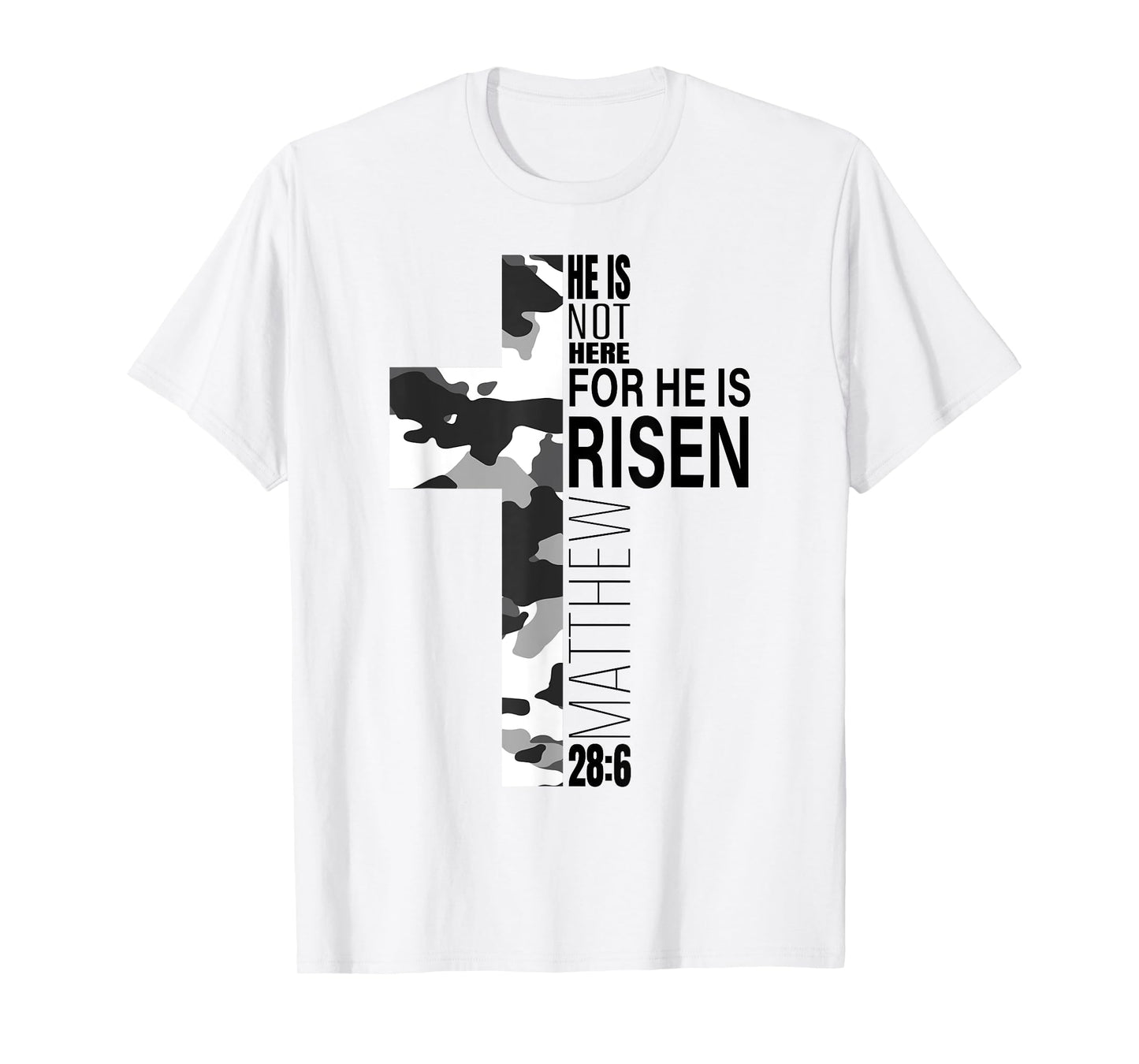 Cool Religious He Is Risen Christian Easter Verse Camo Cross T-Shirt