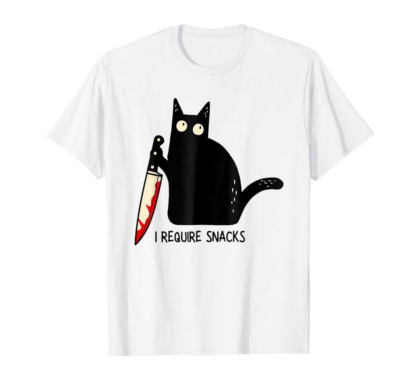 Funny Cat Meme I Require Snacks Design Men Women Kids T-Shirt