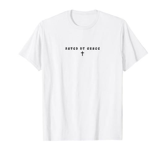 Saved By Grace Subtle Christian Minimal Religious Faith T-Shirt