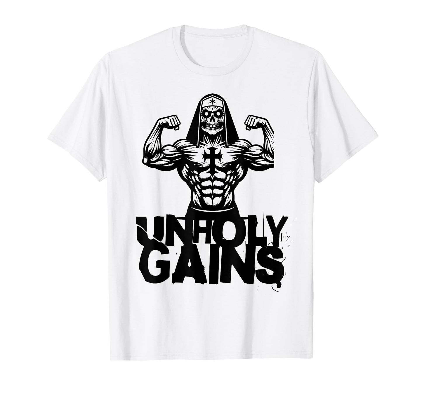 Unholy Gains Satanic Workout Devil Worship Nun T-Shirt