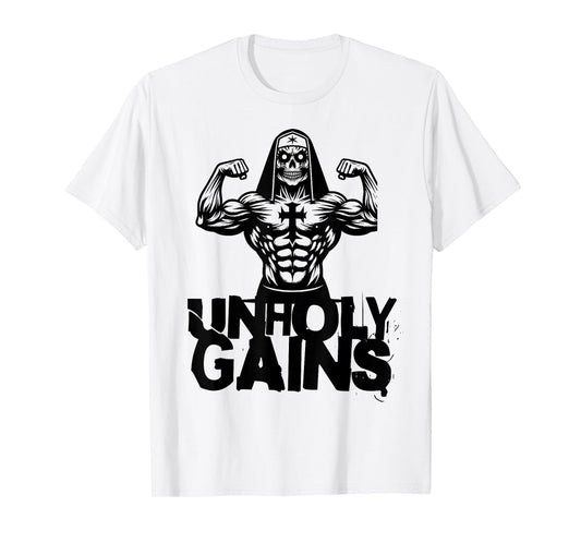 Unholy Gains Satanic Workout Devil Worship Nun T-Shirt
