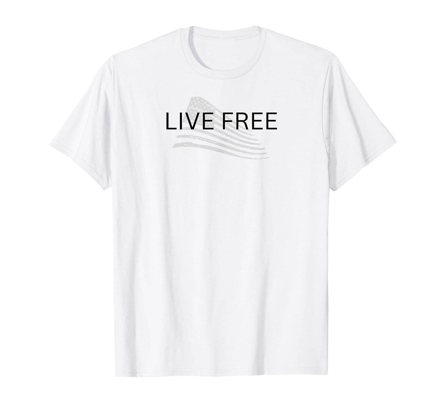 Live Free Text Christian, Patriotic Cross Flag Faith Blk Txt T-Shirt
