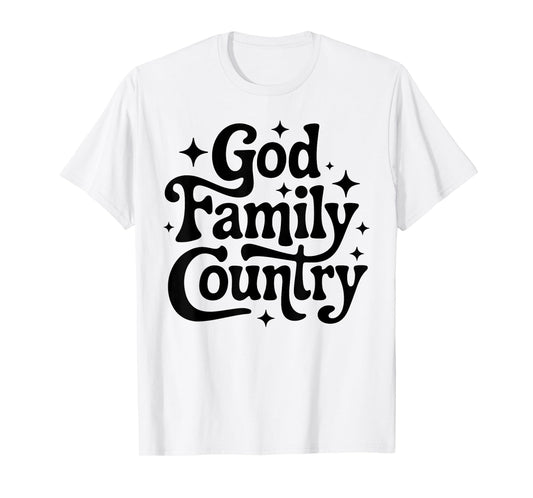 God Family Country - Patriotic Christian US Flag T-Shirt