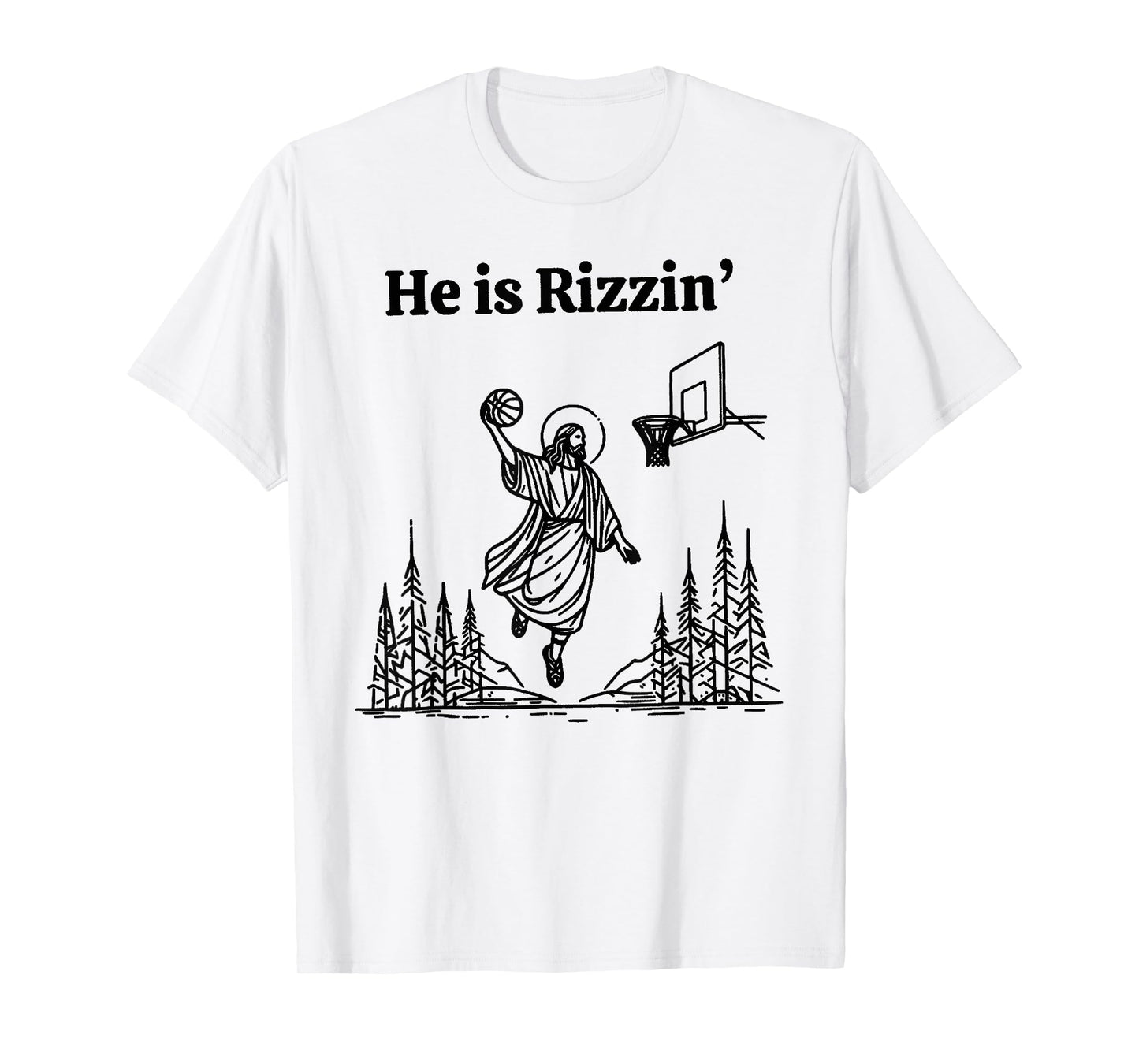 He Is Rizzin Funny Basketball Retro Christian Religious Tee T-Shirt