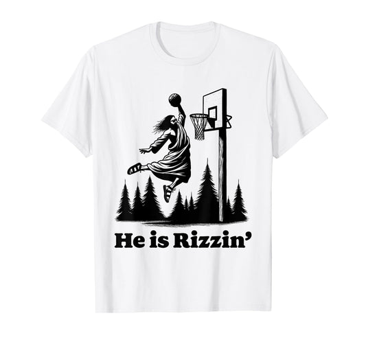 He Is Risen Meme Jesus Playing Basketball Funny Easter T-Shirt