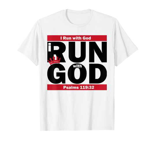 Funny I Run With God Shirt Jesus Christian Workout Running T-Shirt