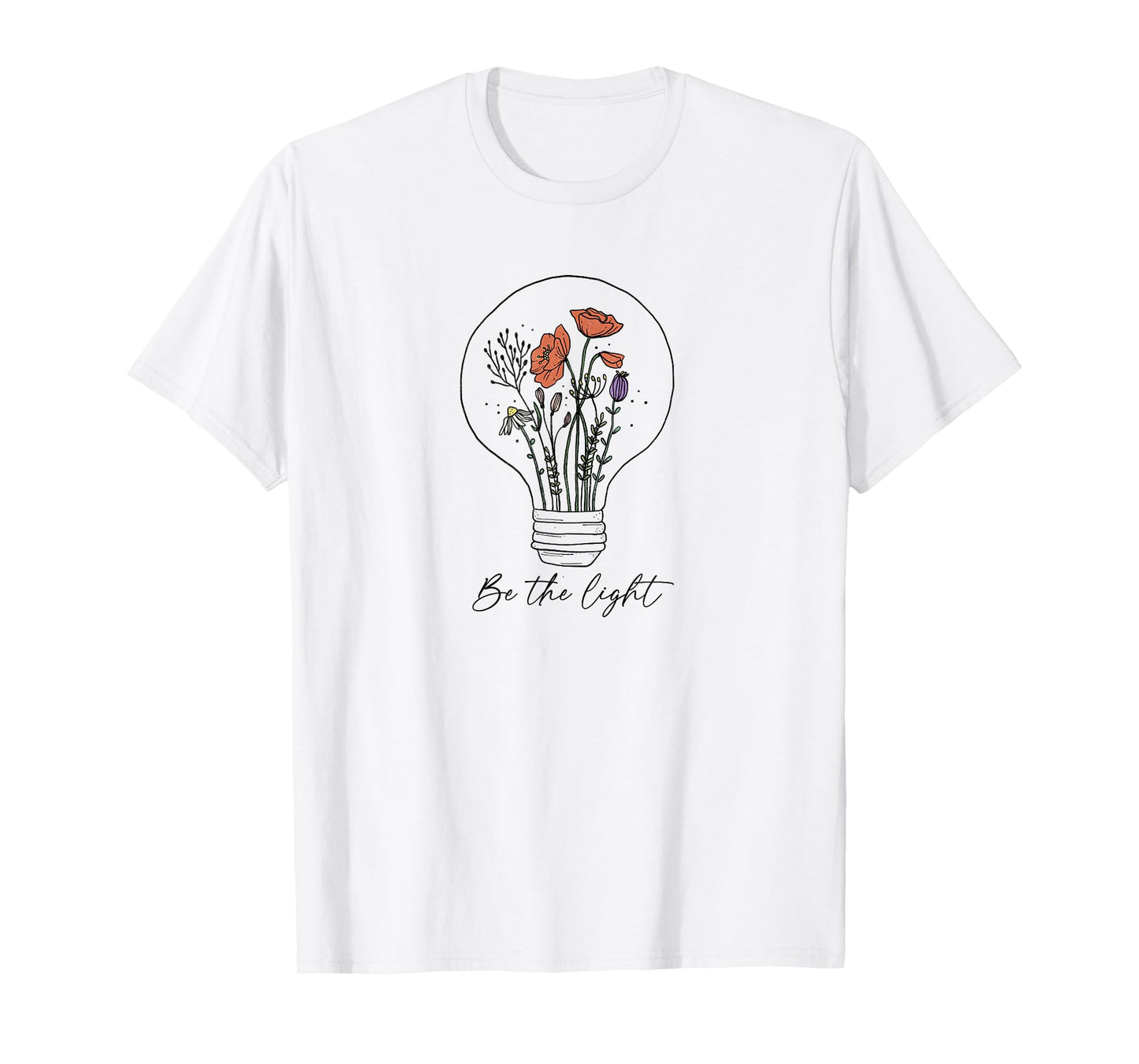 Be The Light Floral Lightbulb Doodle T-Shirt