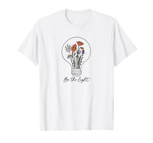 Be The Light Floral Lightbulb Doodle T-Shirt